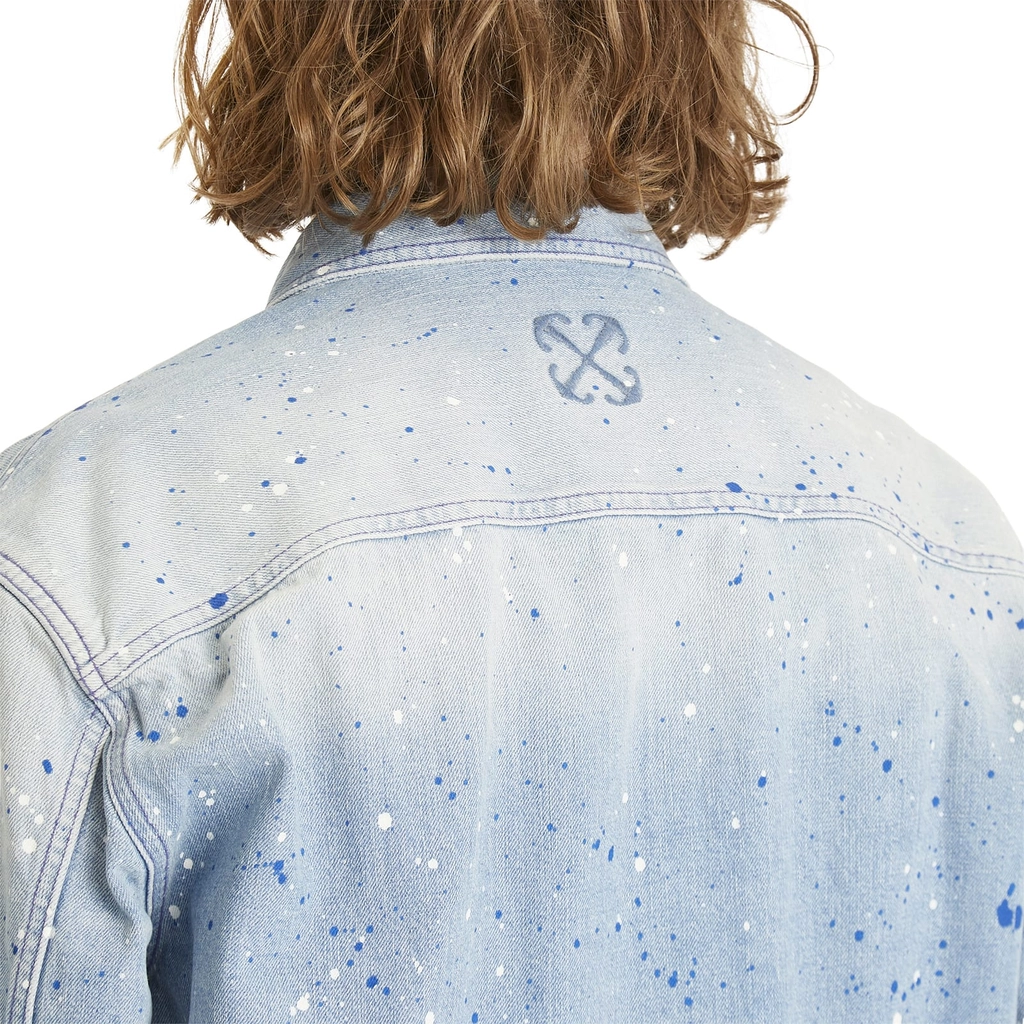 Off White Men's Paint Den Military Shirt Navy Blue